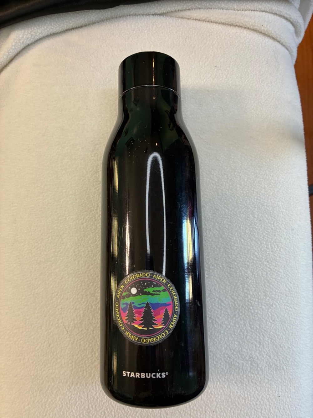 Starbucks Colorado Series Black Water Bottle with Colorful Scenic Sticker